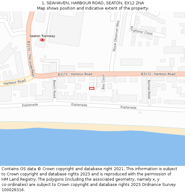 1, SEAHAVEN, HARBOUR ROAD, SEATON, EX12 2NA: Location map and indicative extent of plot