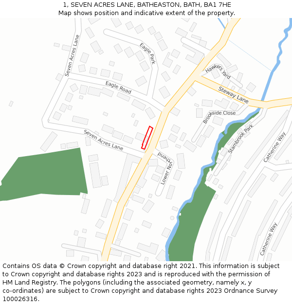 1, SEVEN ACRES LANE, BATHEASTON, BATH, BA1 7HE: Location map and indicative extent of plot