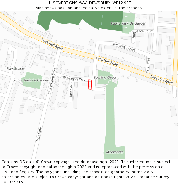 1, SOVEREIGNS WAY, DEWSBURY, WF12 9PF: Location map and indicative extent of plot