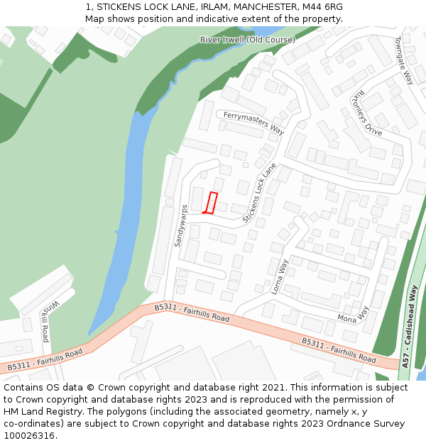 1, STICKENS LOCK LANE, IRLAM, MANCHESTER, M44 6RG: Location map and indicative extent of plot