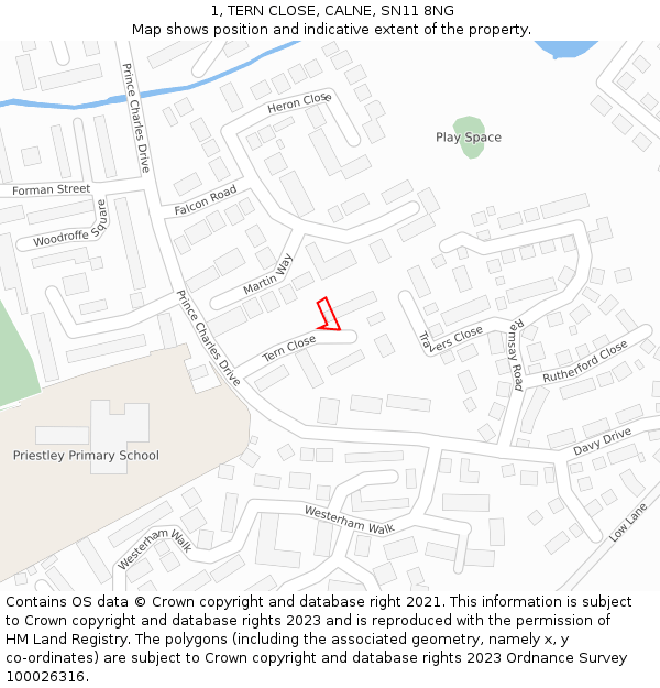 1, TERN CLOSE, CALNE, SN11 8NG: Location map and indicative extent of plot