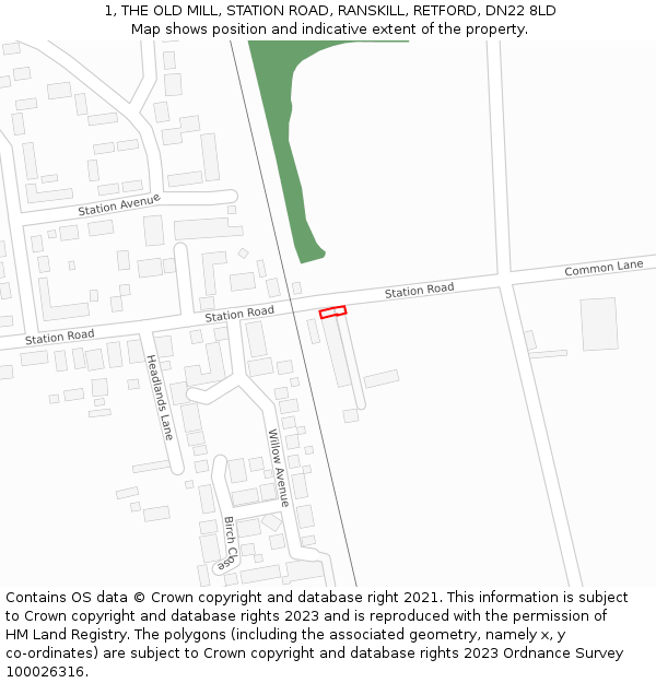 1, THE OLD MILL, STATION ROAD, RANSKILL, RETFORD, DN22 8LD: Location map and indicative extent of plot