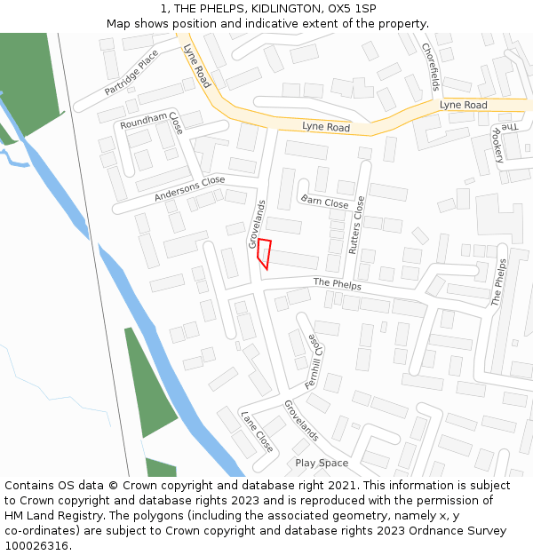 1, THE PHELPS, KIDLINGTON, OX5 1SP: Location map and indicative extent of plot