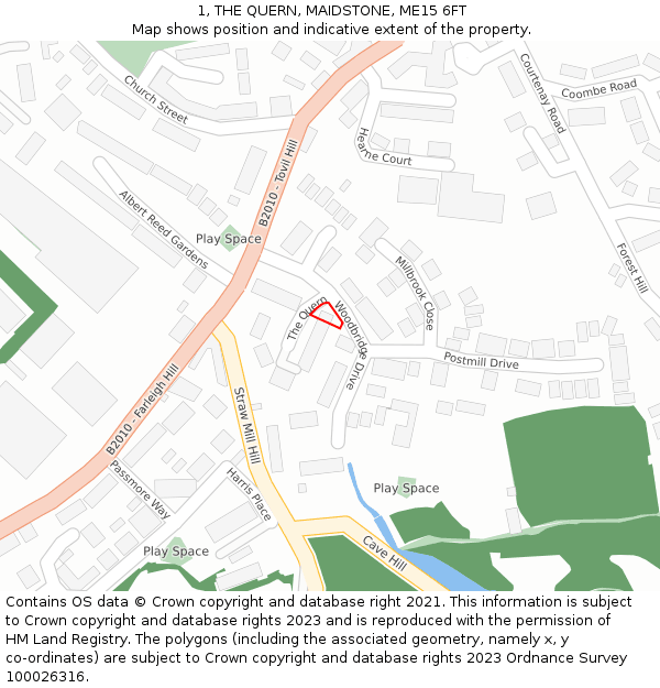 1, THE QUERN, MAIDSTONE, ME15 6FT: Location map and indicative extent of plot