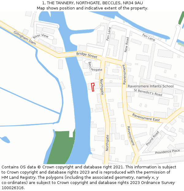 1, THE TANNERY, NORTHGATE, BECCLES, NR34 9AU: Location map and indicative extent of plot