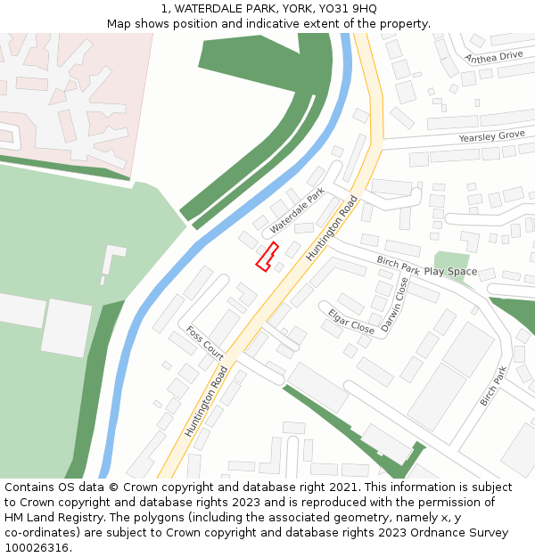 1, WATERDALE PARK, YORK, YO31 9HQ: Location map and indicative extent of plot