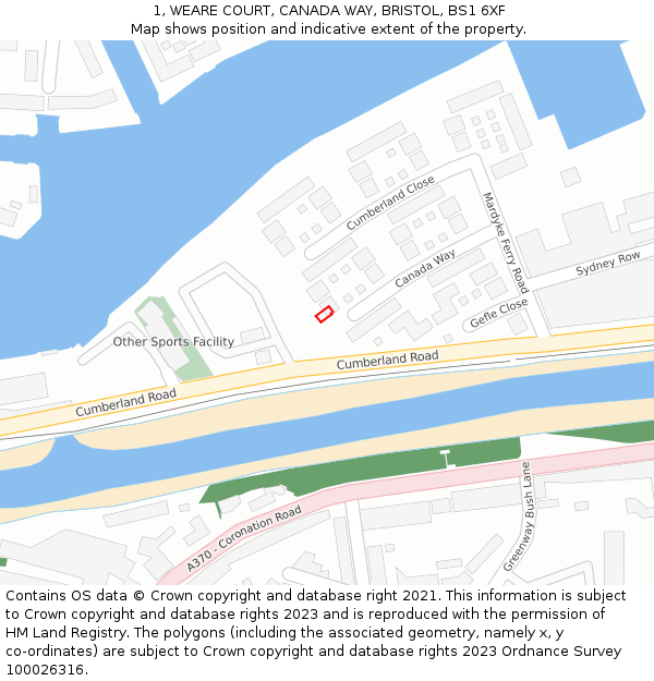 1, WEARE COURT, CANADA WAY, BRISTOL, BS1 6XF: Location map and indicative extent of plot