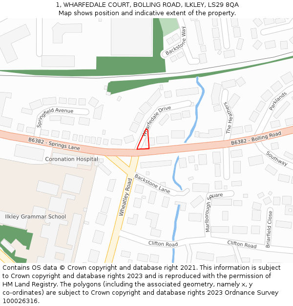 1, WHARFEDALE COURT, BOLLING ROAD, ILKLEY, LS29 8QA: Location map and indicative extent of plot