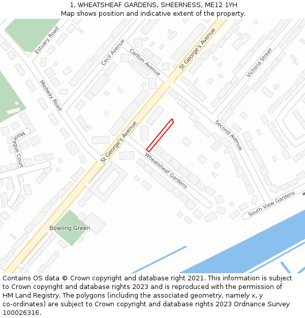 1, WHEATSHEAF GARDENS, SHEERNESS, ME12 1YH: Location map and indicative extent of plot