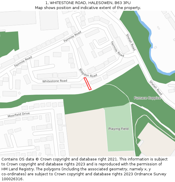 1, WHITESTONE ROAD, HALESOWEN, B63 3PU: Location map and indicative extent of plot
