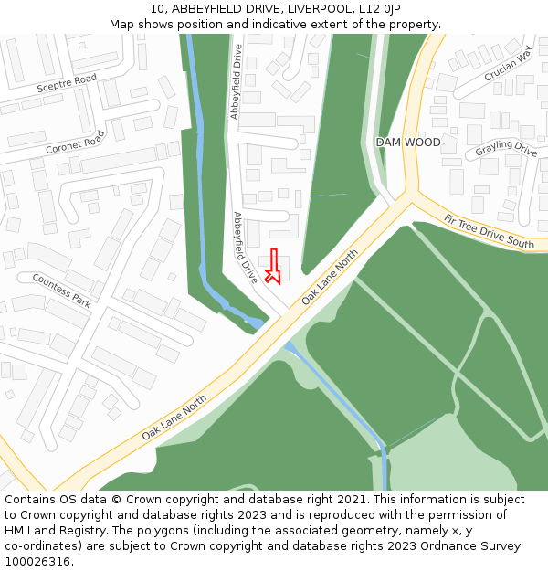 10, ABBEYFIELD DRIVE, LIVERPOOL, L12 0JP: Location map and indicative extent of plot