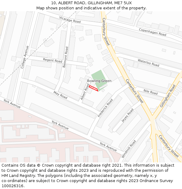 10, ALBERT ROAD, GILLINGHAM, ME7 5UX: Location map and indicative extent of plot