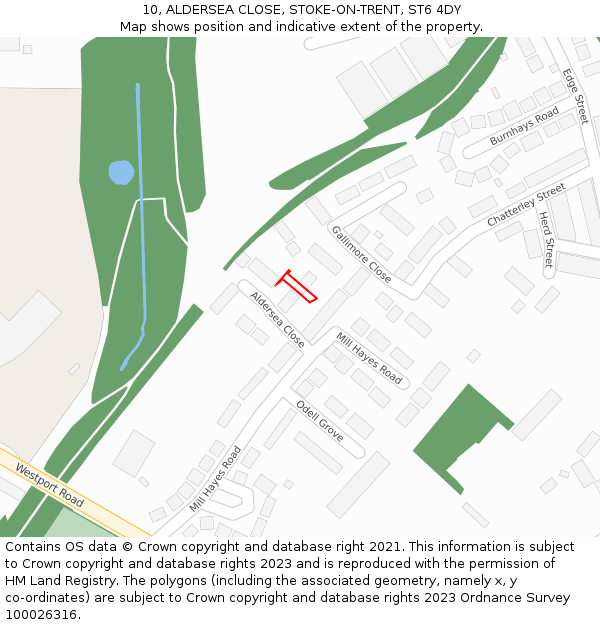 10, ALDERSEA CLOSE, STOKE-ON-TRENT, ST6 4DY: Location map and indicative extent of plot