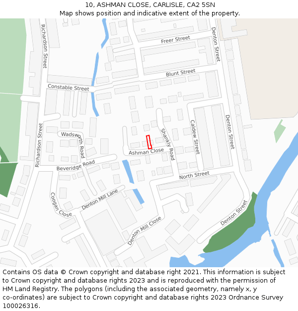 10, ASHMAN CLOSE, CARLISLE, CA2 5SN: Location map and indicative extent of plot