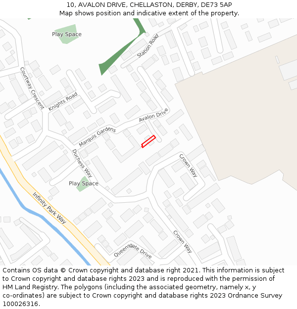 10, AVALON DRIVE, CHELLASTON, DERBY, DE73 5AP: Location map and indicative extent of plot