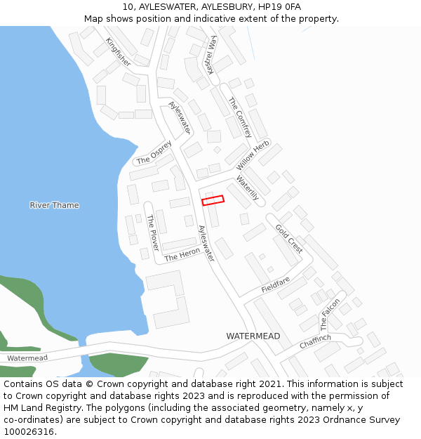 10, AYLESWATER, AYLESBURY, HP19 0FA: Location map and indicative extent of plot