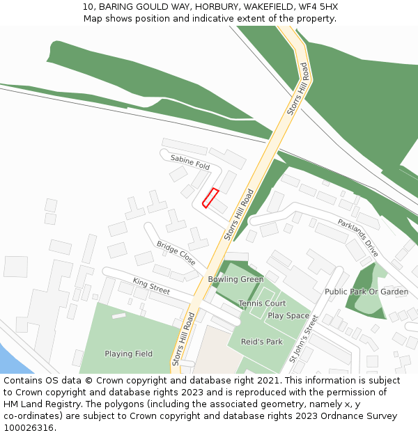 10, BARING GOULD WAY, HORBURY, WAKEFIELD, WF4 5HX: Location map and indicative extent of plot