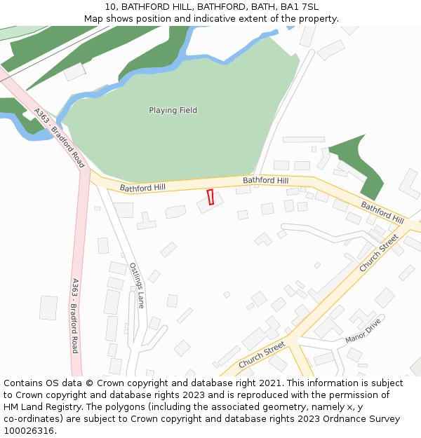 10, BATHFORD HILL, BATHFORD, BATH, BA1 7SL: Location map and indicative extent of plot