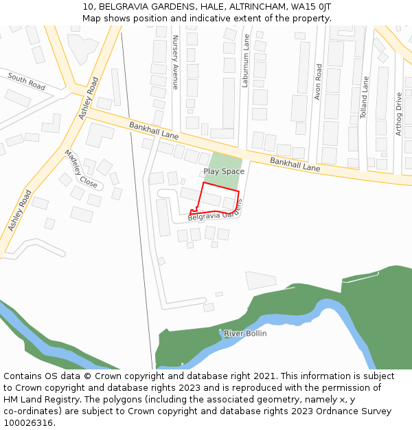 10, BELGRAVIA GARDENS, HALE, ALTRINCHAM, WA15 0JT: Location map and indicative extent of plot