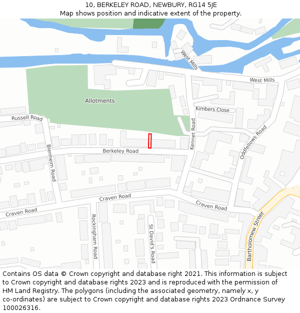 10, BERKELEY ROAD, NEWBURY, RG14 5JE: Location map and indicative extent of plot