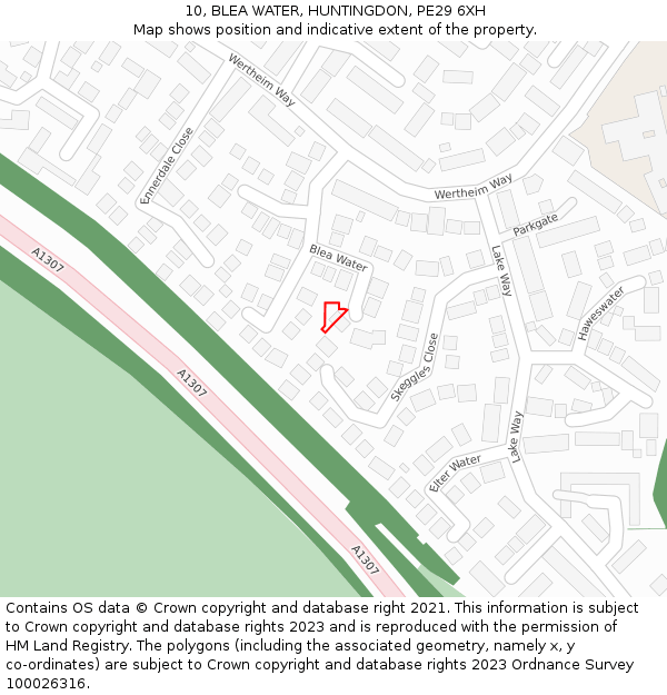 10, BLEA WATER, HUNTINGDON, PE29 6XH: Location map and indicative extent of plot