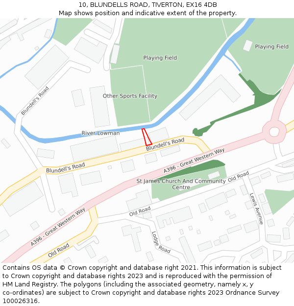 10, BLUNDELLS ROAD, TIVERTON, EX16 4DB: Location map and indicative extent of plot