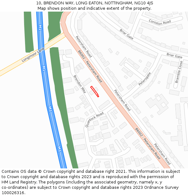 10, BRENDON WAY, LONG EATON, NOTTINGHAM, NG10 4JS: Location map and indicative extent of plot
