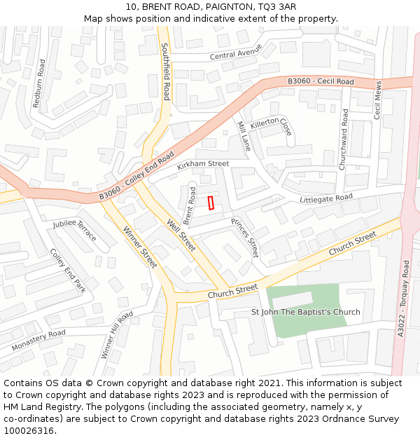 10, BRENT ROAD, PAIGNTON, TQ3 3AR: Location map and indicative extent of plot