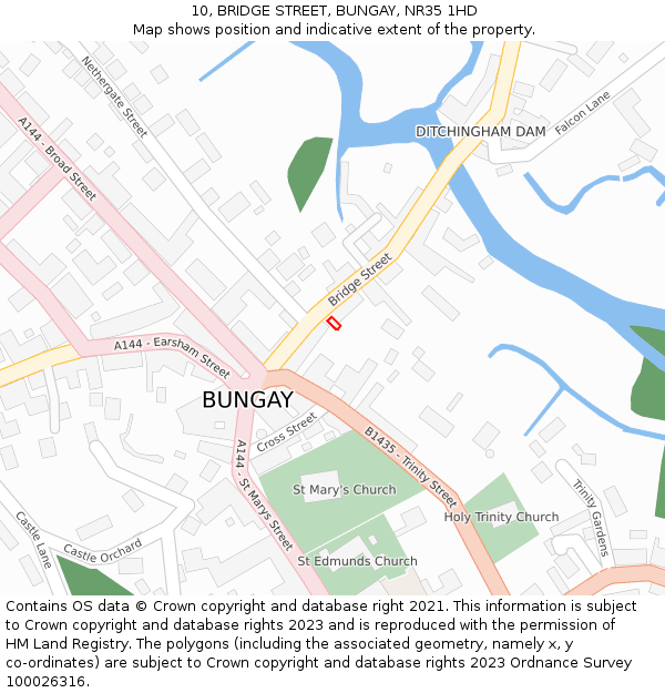 10, BRIDGE STREET, BUNGAY, NR35 1HD: Location map and indicative extent of plot