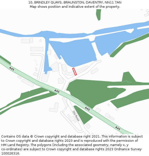 10, BRINDLEY QUAYS, BRAUNSTON, DAVENTRY, NN11 7AN: Location map and indicative extent of plot