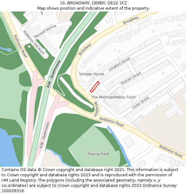 10, BROADWAY, DERBY, DE22 1FZ: Location map and indicative extent of plot