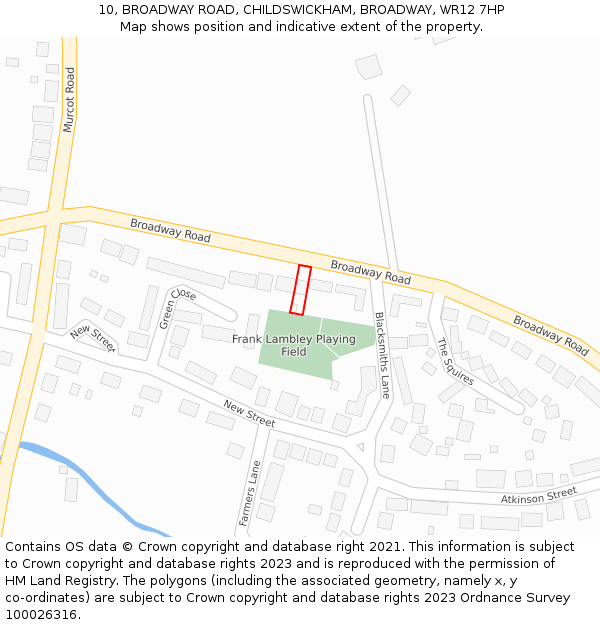 10, BROADWAY ROAD, CHILDSWICKHAM, BROADWAY, WR12 7HP: Location map and indicative extent of plot