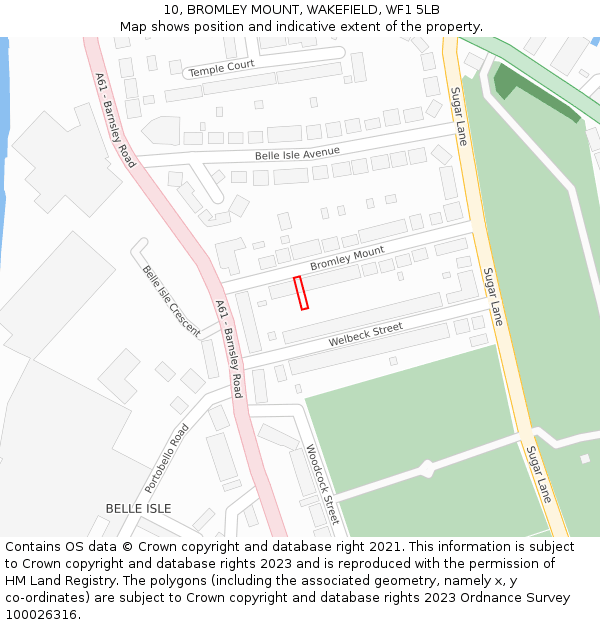 10, BROMLEY MOUNT, WAKEFIELD, WF1 5LB: Location map and indicative extent of plot