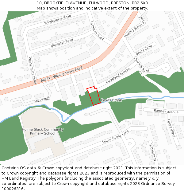 10, BROOKFIELD AVENUE, FULWOOD, PRESTON, PR2 6XR: Location map and indicative extent of plot