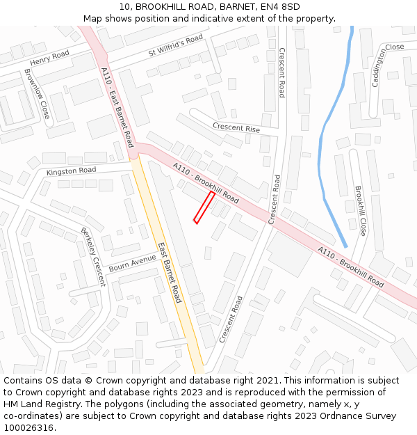 10, BROOKHILL ROAD, BARNET, EN4 8SD: Location map and indicative extent of plot