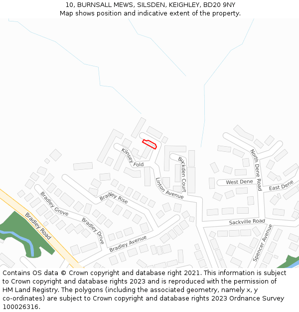 10, BURNSALL MEWS, SILSDEN, KEIGHLEY, BD20 9NY: Location map and indicative extent of plot