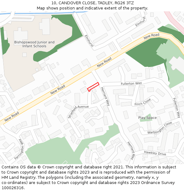 10, CANDOVER CLOSE, TADLEY, RG26 3TZ: Location map and indicative extent of plot
