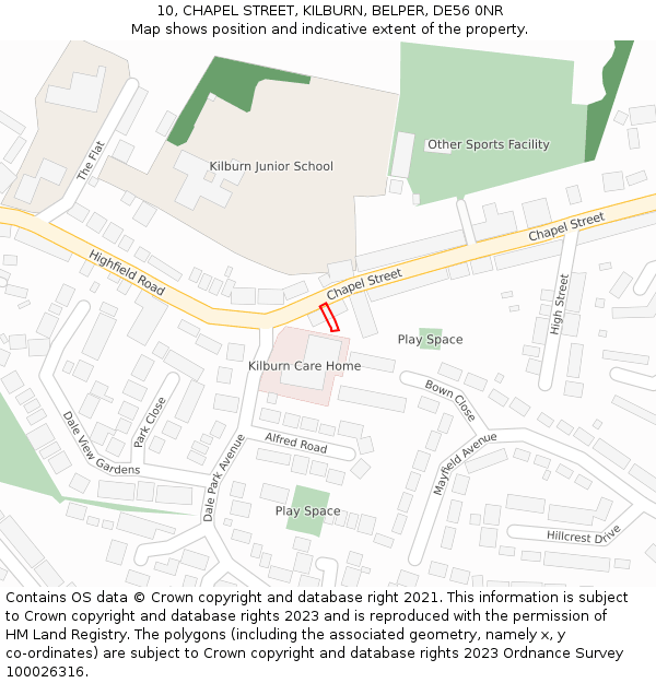 10, CHAPEL STREET, KILBURN, BELPER, DE56 0NR: Location map and indicative extent of plot