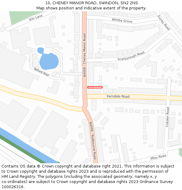 10, CHENEY MANOR ROAD, SWINDON, SN2 2NS: Location map and indicative extent of plot