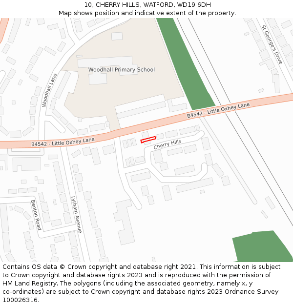 10, CHERRY HILLS, WATFORD, WD19 6DH: Location map and indicative extent of plot