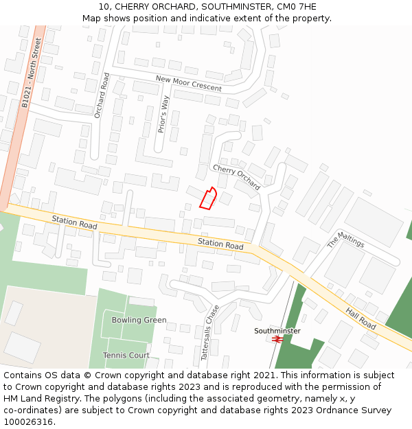 10, CHERRY ORCHARD, SOUTHMINSTER, CM0 7HE: Location map and indicative extent of plot