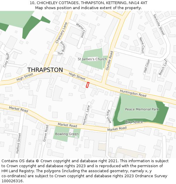 10, CHICHELEY COTTAGES, THRAPSTON, KETTERING, NN14 4XT: Location map and indicative extent of plot