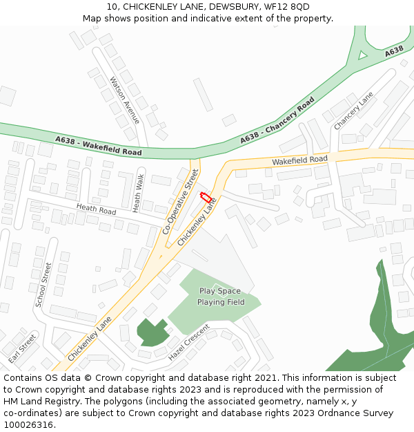 10, CHICKENLEY LANE, DEWSBURY, WF12 8QD: Location map and indicative extent of plot