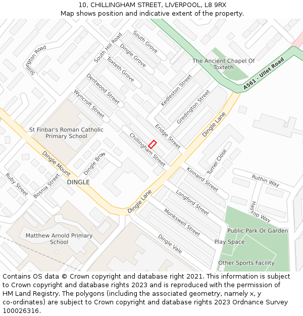 10, CHILLINGHAM STREET, LIVERPOOL, L8 9RX: Location map and indicative extent of plot