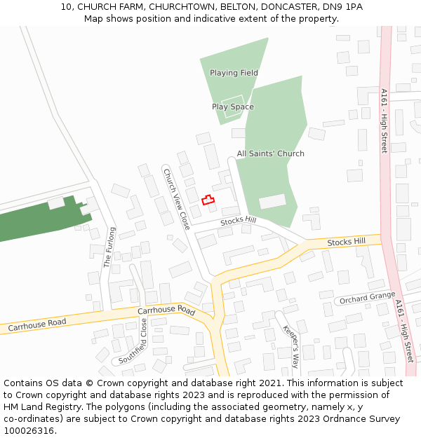 10, CHURCH FARM, CHURCHTOWN, BELTON, DONCASTER, DN9 1PA: Location map and indicative extent of plot
