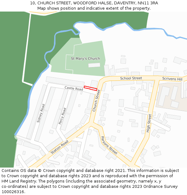 10, CHURCH STREET, WOODFORD HALSE, DAVENTRY, NN11 3RA: Location map and indicative extent of plot
