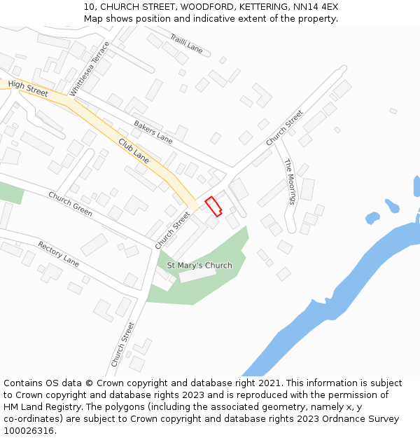 10, CHURCH STREET, WOODFORD, KETTERING, NN14 4EX: Location map and indicative extent of plot