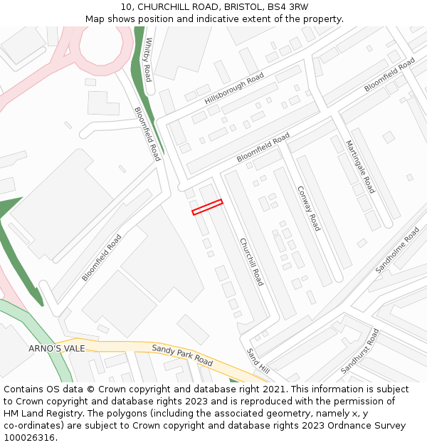 10, CHURCHILL ROAD, BRISTOL, BS4 3RW: Location map and indicative extent of plot