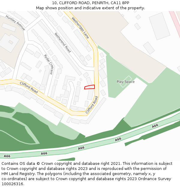 10, CLIFFORD ROAD, PENRITH, CA11 8PP: Location map and indicative extent of plot
