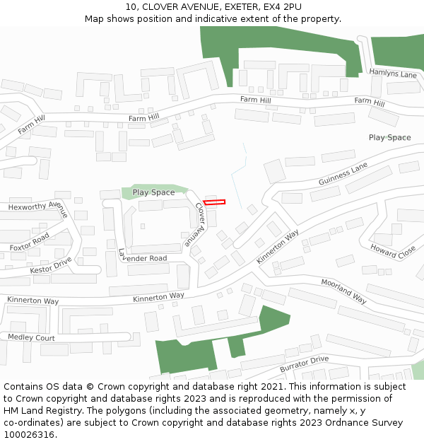 10, CLOVER AVENUE, EXETER, EX4 2PU: Location map and indicative extent of plot